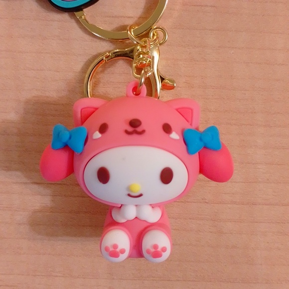🆕 Sanrio My Melody Bear Suit Figurine Keychain Bag Clip - Picture 2 of 10